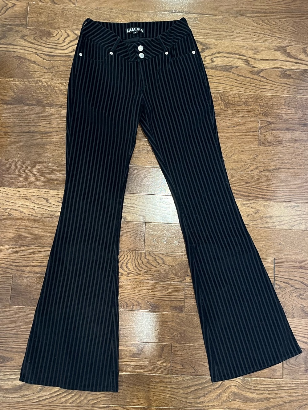 I.AM.GIA black pinstripe flared pants